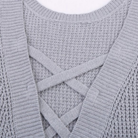 Ladies Crisscross V-back Sweater - Picture 5 of 5